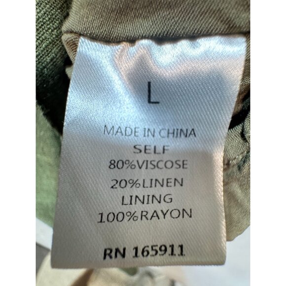 Grace + Karma Linen Blend Shirt Dress Womens Large Green Boho Tassel Tunic - Picture 4 of 11